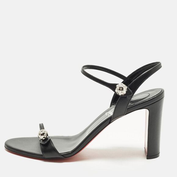 Christian Louboutin Shoes - Christian Louboutin Atmospheria Size 41 Black Leather Ankle Strap Sandals